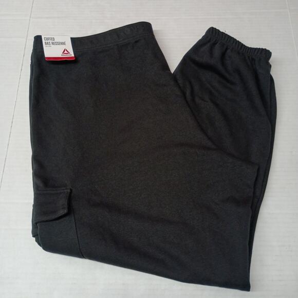 Reebok Women's Fleece Cargo Sweatpants Size 3XL Black Tapered Pull On - Picture 1 of 9